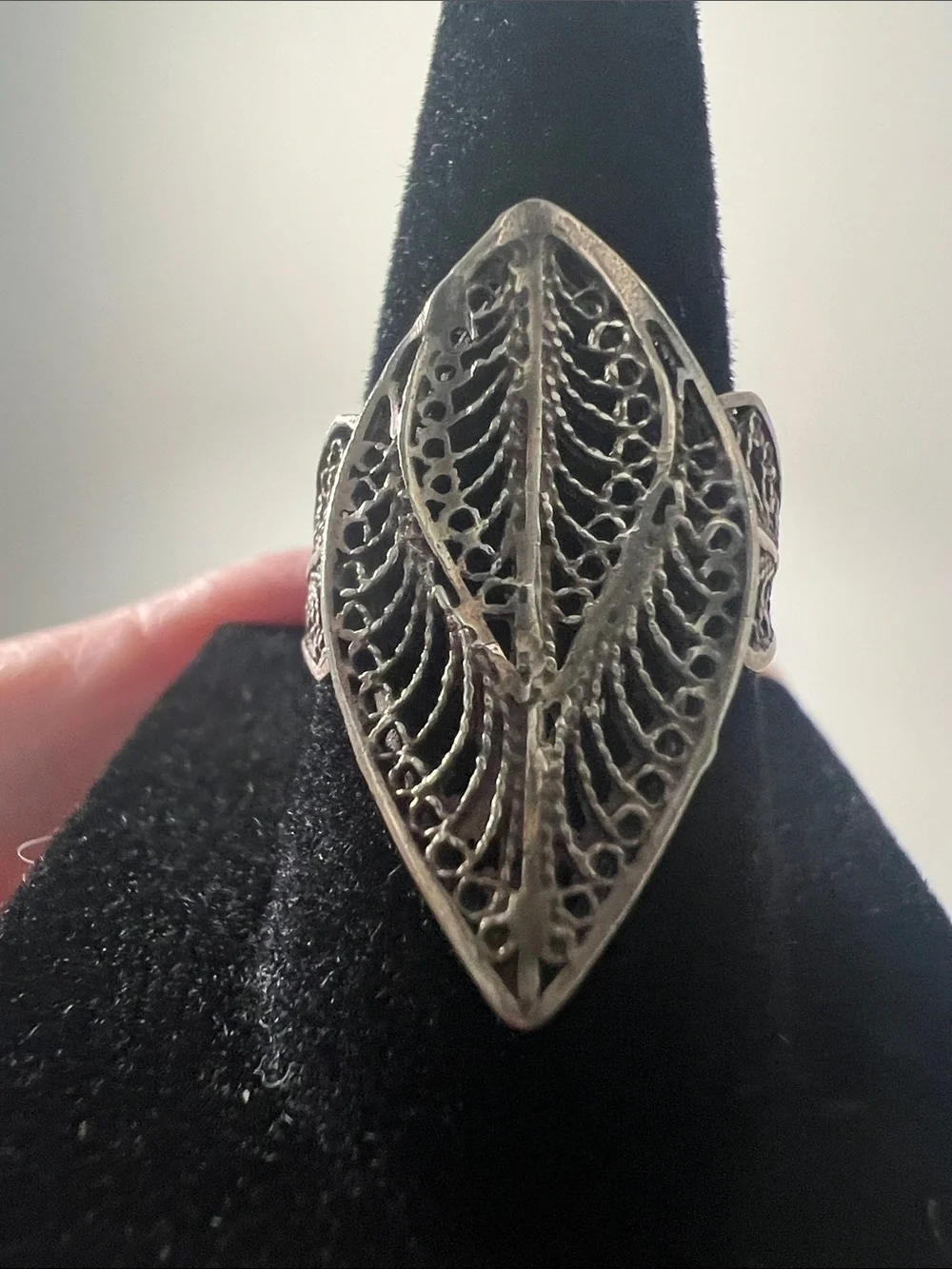 Fabulous Filigree Silver Tone Statement Ring - Vintage Heirloom